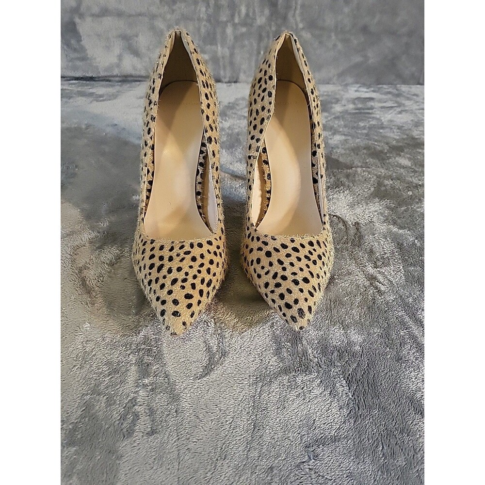 Women's Beige Animal-Print Pointed Toe Heels